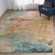 3'11"x5'11"ft Blue Beige Yellow Colored Celestial Sealife Area Rug Indoor Abstract Pattern Living Room Flooring Rectangle Carpet Artistic - Diamond Home USA
