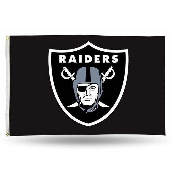 Nfl Raiders Flag 60x36 Inches Football Themed Team Color Logo Outdoor Hanging Banner Flag Gift FanFan Merchandise Athletic Spirit Black Silver White - Diamond Home USA