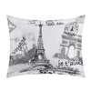 Ornamental Paris Comforter Set Milk Iconic Eiffel Tower Themed Cursive Script Classic Stamps Graphic Pattern Adult