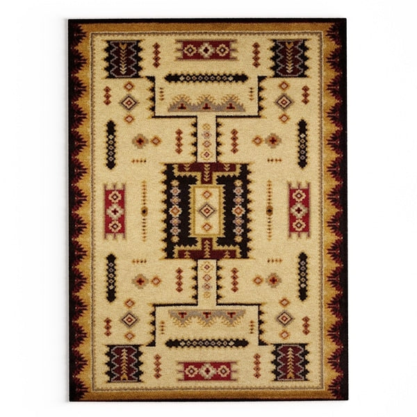 Southwestern Tribal Area Rug Rectangle Shaped Indoor Aztec