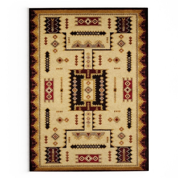Southwestern Tribal Area Rug Rectangle Shaped Indoor Aztec Cabin Carpet Living Room Rustic Lodge Cottage Southern Ikat