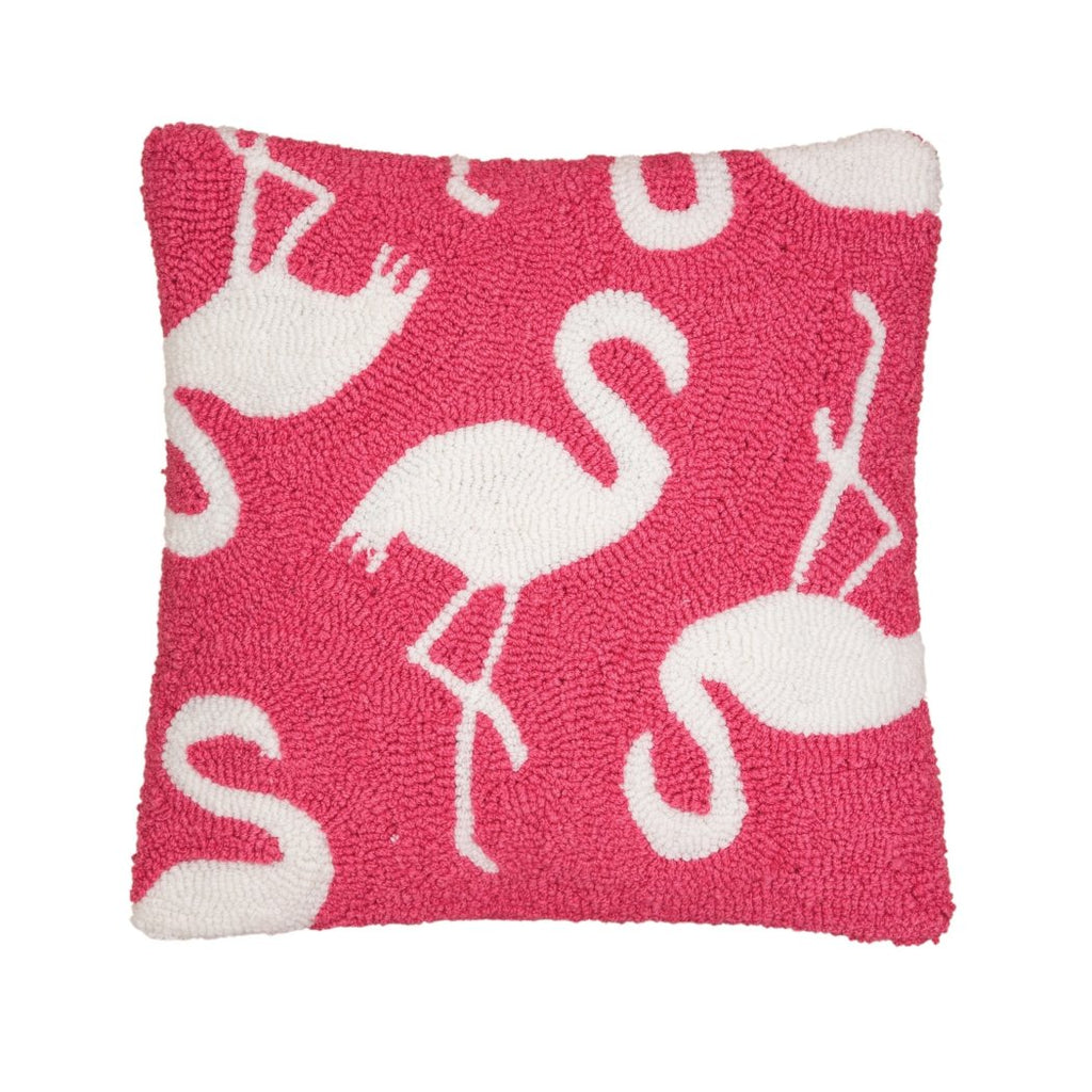 15 X 15 Pink White Animal Throw Pillow Beach Tropical Theme Coastal Flamingo Pattern Contemporary Chic Modern Accent Pillows Seat Cushion Couch Sofa Bedroom Bed Acrylic - Diamond Home USA