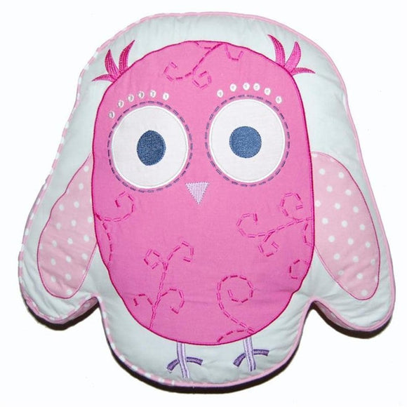 17 x 16 Kids Girls Teal Blue Cute Pink Owl Pillow Bird Shaped Adorable Polka Dots Cushion Birdie Fun Purple White Indoor Use Cotton - Diamond Home USA