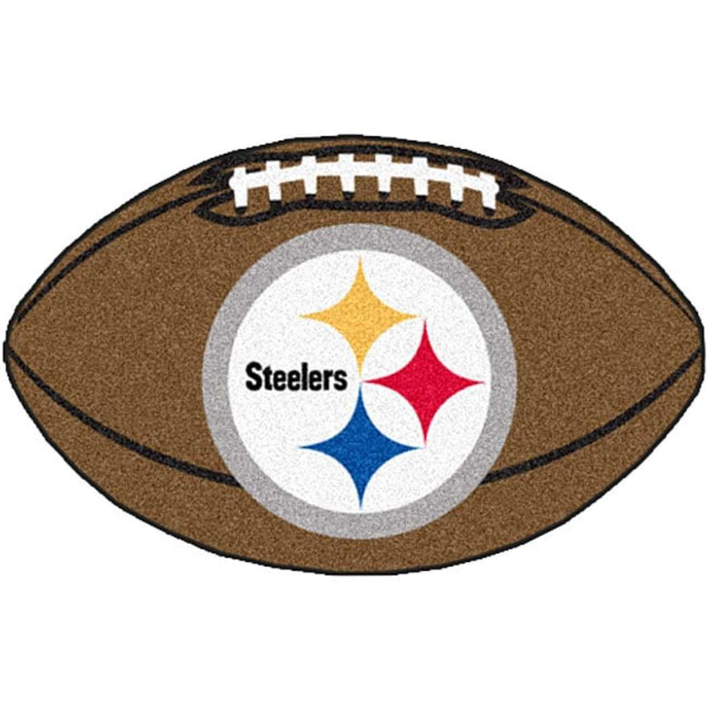 22" X 35" NFL Steelers Floor Mat Printed Logo Football Shaped Area Rug Oval Rug Sports Patterned Themed Gift Fan Merchandise Athletic Team Spirit - Diamond Home USA