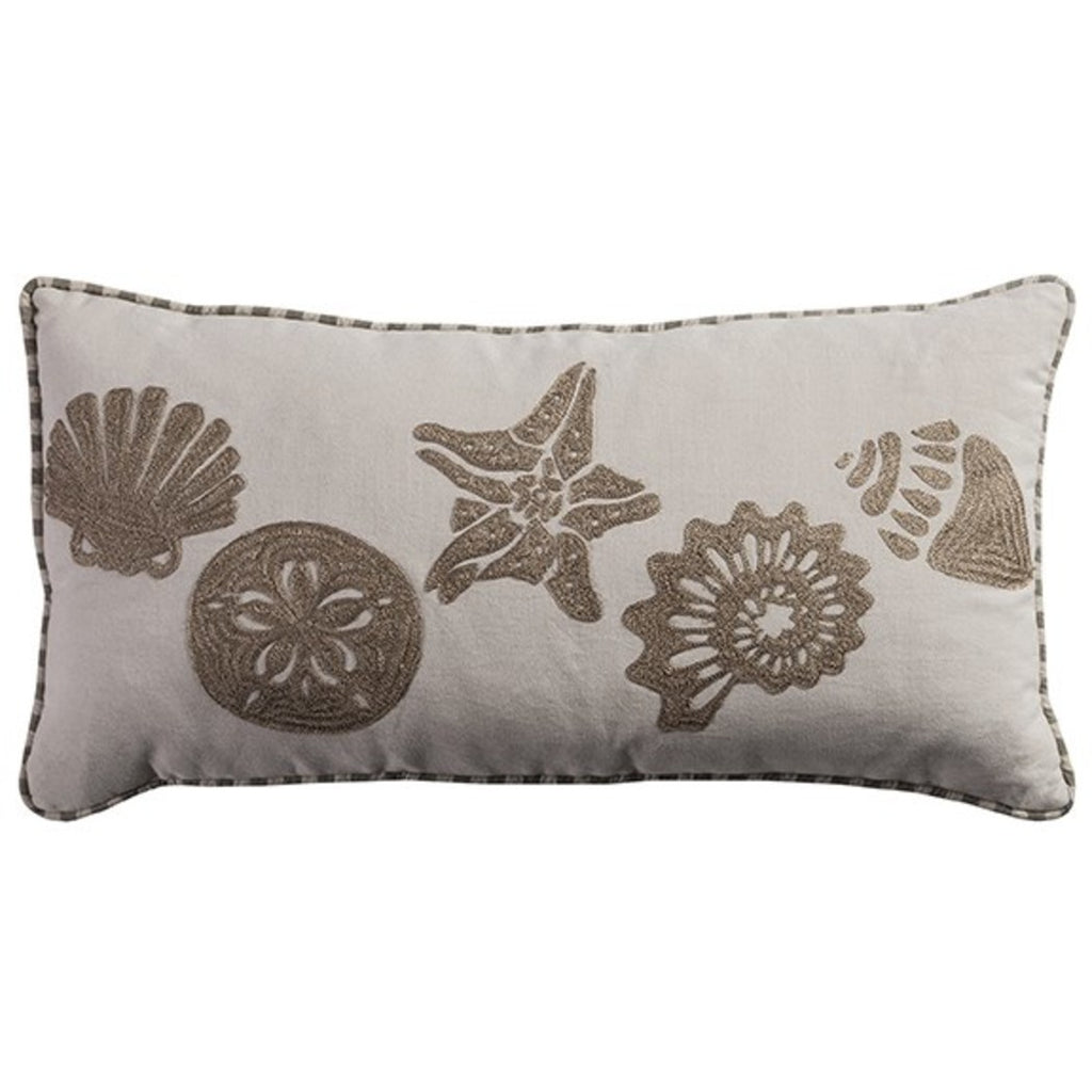 11 X 21 Brown White Beach Theme Throw Pillow Nautical Coastal Tropical Sea Shell Star Fish Pattern Contemporary Chic Modern Accent Pillows Seat Cushion Couch Sofa Bedroom Bed Polyester - Diamond Home USA