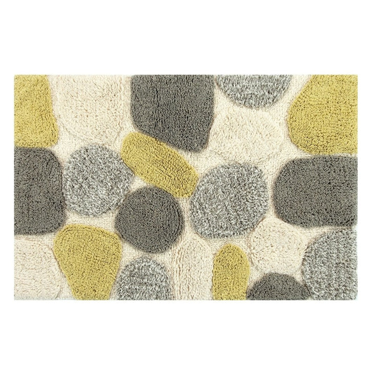 Marine Pebble Theme Bath Rug Set Design Nature Cobble Circle Oval Rock Pattern Bathroom Mat Non Skid Latex Contemporary