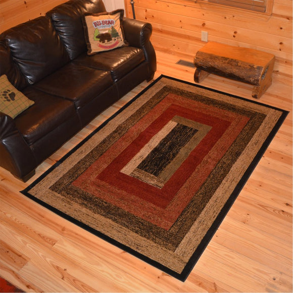5'3 x 7'3 Red Black Southwest Area Rug Beige Orange Lodge Rustic Southwestern Nature Theme Stripe Pattern Stain Resistant Soft Durable Bedroom Living - Diamond Home USA