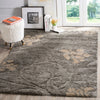 4'x6'ft Grey Beige Floral Shag Area Rug Indoor Bohemian Flower Pattern Living Room Mat Rectangle Gray Carpet Raised High low Pile Durable Cotton - Diamond Home USA