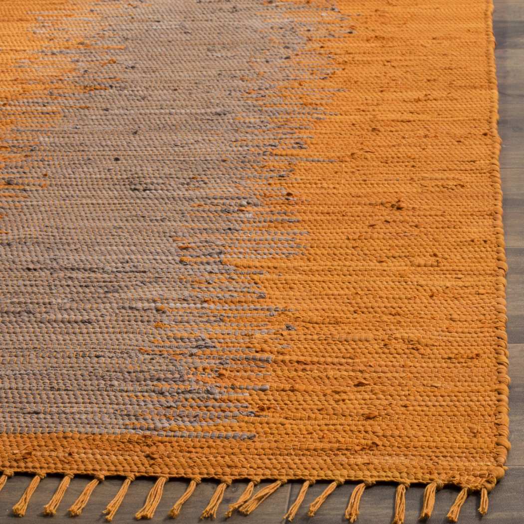 3x5ft Orange Brown Tangerine Flat Weave Area Rug Indoor Geometric Living Room Rectangle Carpet Large Flooring Wide Abstract Classic Tie dye Effects - Diamond Home USA