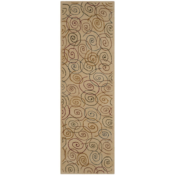 2'3 x 7'6 Swirl Design Color Wool Runner Rug Contemporary Geometric Kids Tween Modern Basic Artistic Drawing Canvas Rectangle Indoor Outdoor Living - Diamond Home USA