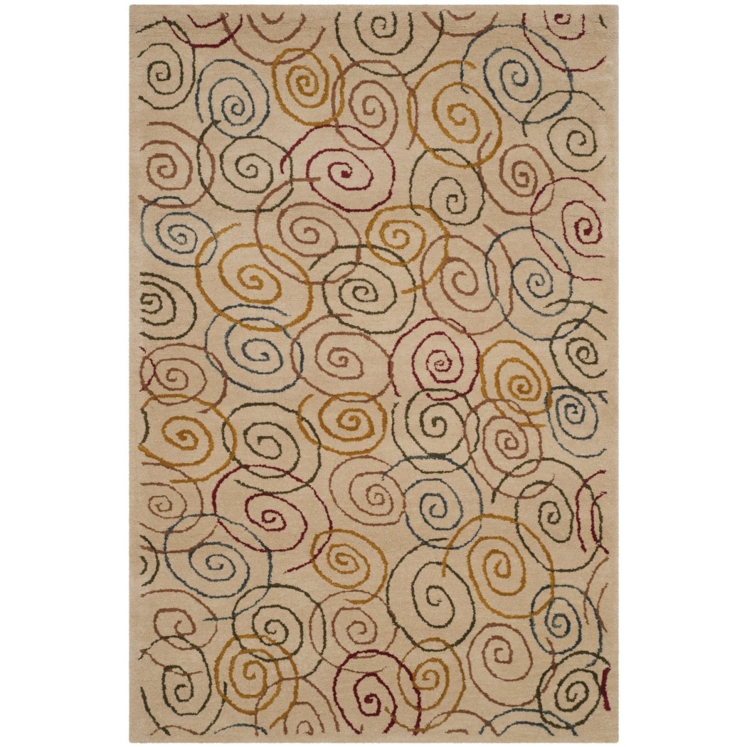4' x 6' Swirl Design Color Wool Area Rug Contemporary Geometric Kids Tween Modern Basic Artistic Drawing Canvas Rectangle Indoor Outdoor Living Room - Diamond Home USA