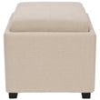 Harrison Storage Taupe Linen Ottoman Off-white Transitional Solid Square Upholstered Wood - Diamond Home USA