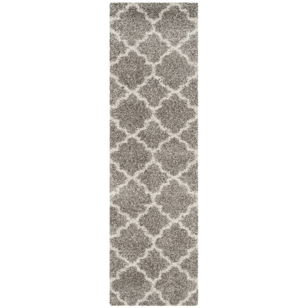 2'3 x 8' Grey White Trellis Runner Rug Rectangle Beige