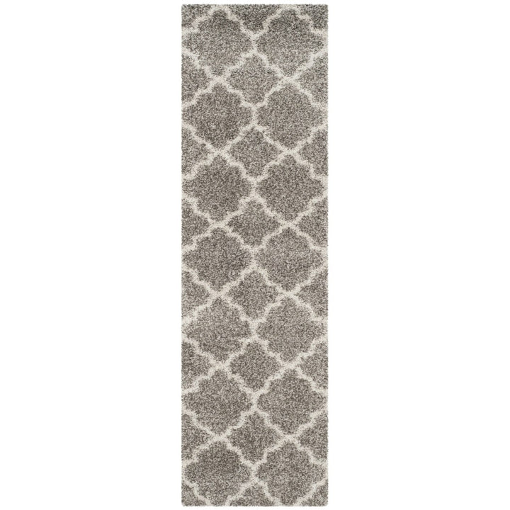 2'3 x 8' Grey White Trellis Runner Rug Rectangle Beige