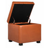 Jonathan Storage Flip-top Saddle Ottoman Brown Transitional Solid Square Leather Wood - Diamond Home USA