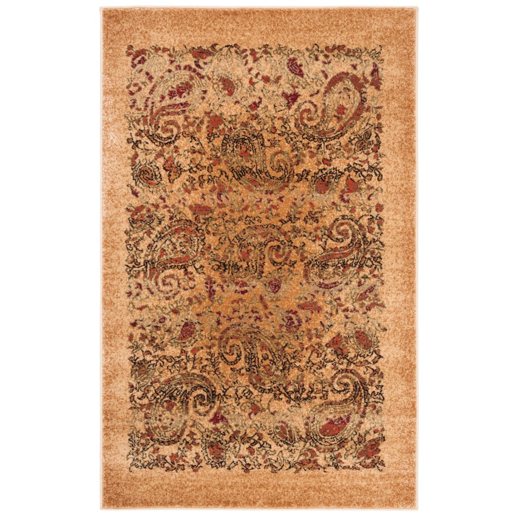 3'3"x5'3"ft Beige Colored Red Rust Green White Sophisticated Paisley Patterned Area Rug Indoor Oriental Living Room Mat Rectangle Carpet Traditional - Diamond Home USA