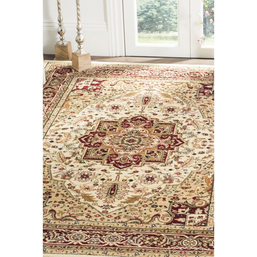 4'x6'ft Ivory Red Gold Sage Green Beige Oriental Patterned Traditional Area Rug Indoor Medallion Floral Living Room Mat Rectangle Carpet Geometric - Diamond Home USA