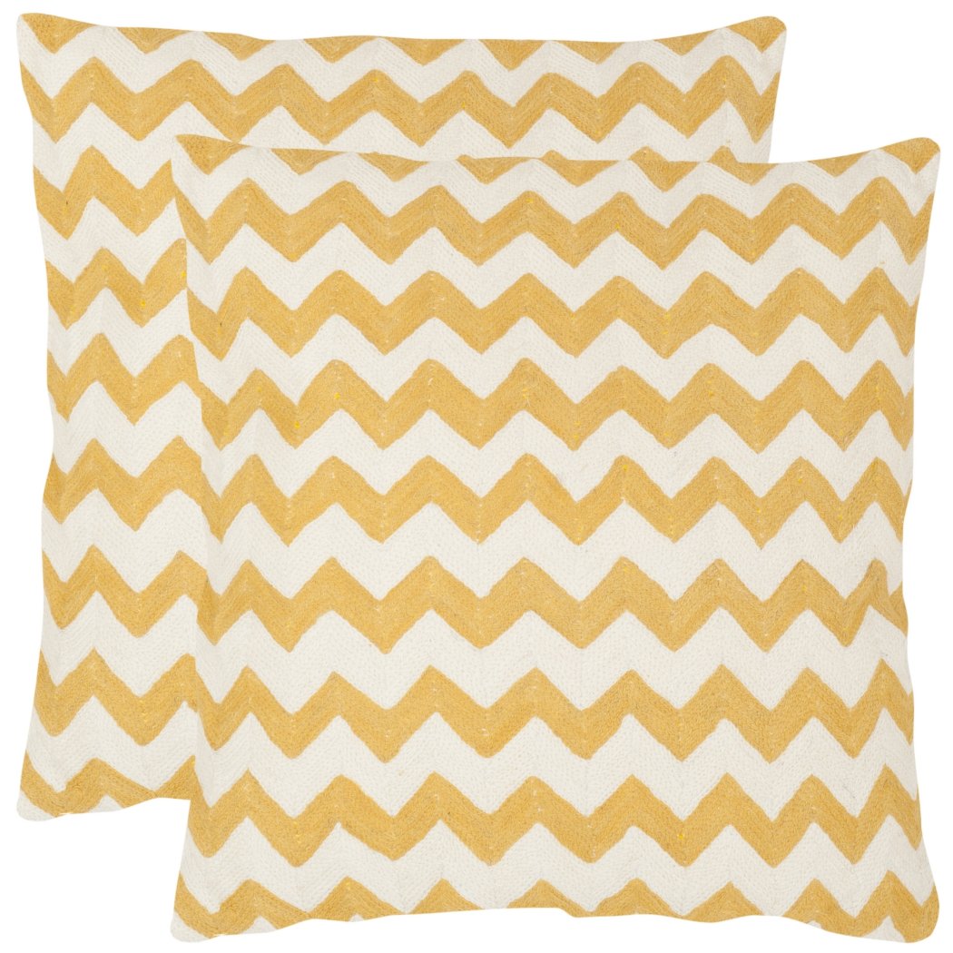 Yellow White Chevron Stripes Pattern Decor Throw Pillow