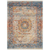 3x5ft Blue Orange Brown Ivory Colored Medallion Persian Distressed Area Rug Indoor Oriental Living Room Flooring Rectangle Carpet Latex Free Polyester - Diamond Home USA