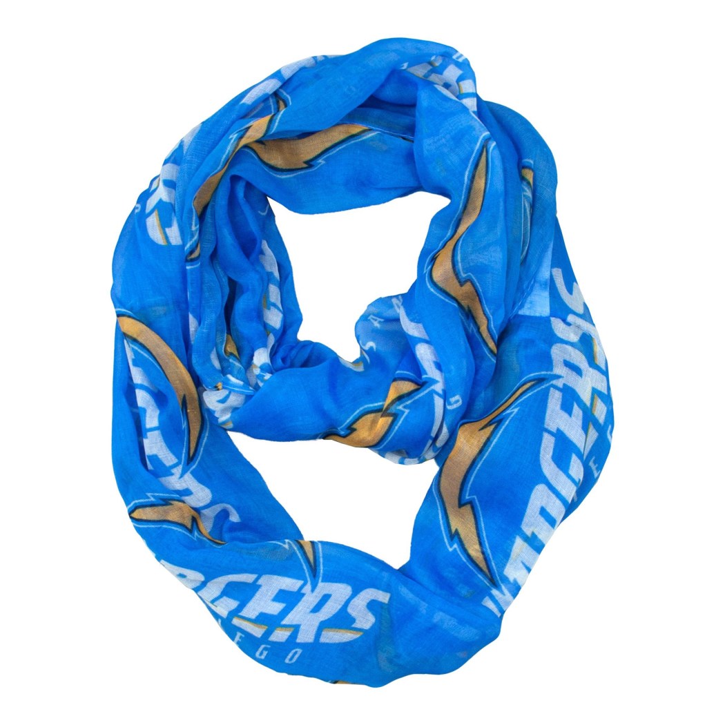 Nfl Chargers Sheer Scarf 70 X 25 Inches Football Themed Fashion Accessory Infinity Continuous Loop Sports Patterned Team Logo Fan Athletic Team Spirit - Diamond Home USA