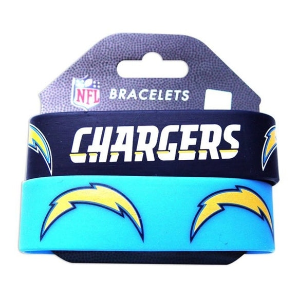 8 Inch NFL Chargers Mens Rubber Silicon Bracelet Set Football Themed Wristband Sports Patterned Team Logo Fan Fashion Athletic Team Spirit Fan Arm - Diamond Home USA