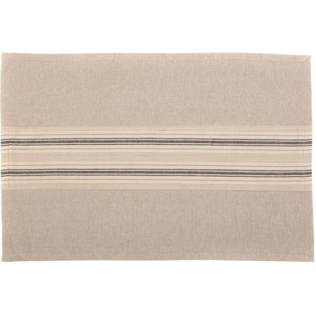 Grey Tan Stripes Pattern Placemats Set Horizontal Stripe Inspired Design Place Mats Casual Features Easy Clean Best Thanksgiving Gift Rectangle Shape - Diamond Home USA