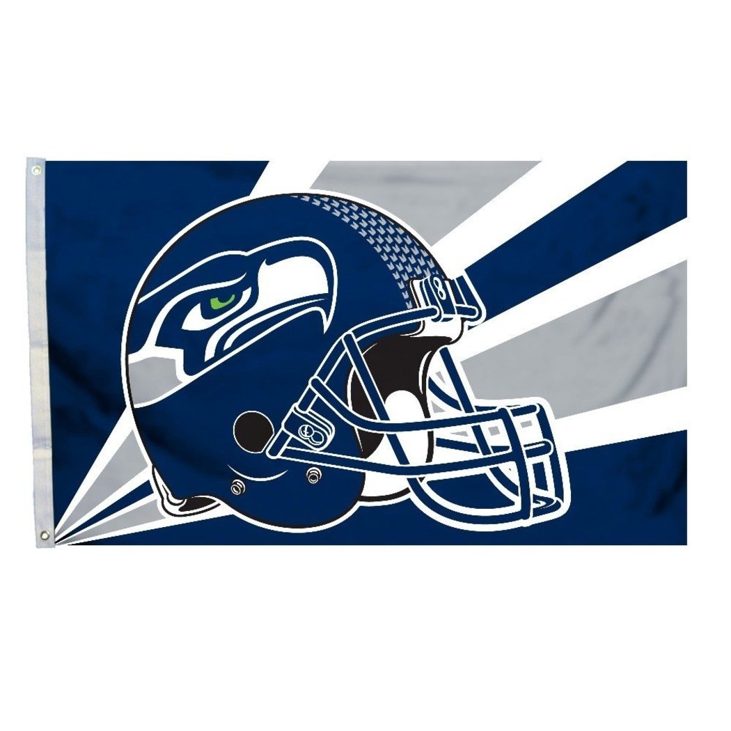 Nfl Seahawks Flag 3x5 Feet Football Themed Team Color Logo Outdoor Hanging Banner Flag Gift FanFan Merchandise Athletic Spirit Navy Grey Blue Nylon - Diamond Home USA