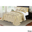 Oversized Damask Bedspread Set French Country Shabby Chic Floral Pattern Luxury Bedding Floor Drapes Over Edge Scalloped Edges