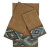 Maricopa Nugget 3-piece Embellished Towel Set Brown Border Cotton Microfiber - Diamond Home USA