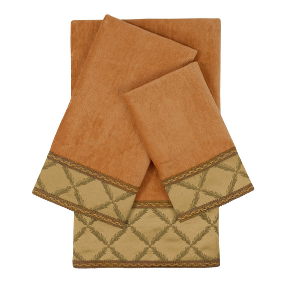 Zenith Nugget 3-piece Embellished Towel Set - 13 X 18 0.5/16 25 0.5/25 48 0.5 Gold Orange Yellow Geometric Cotton Microfiber - Diamond Home USA