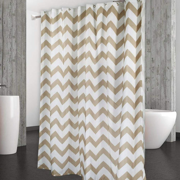 Shower Curtain for Bathroom Geometric Washable 72x72 Tan/ White - Diamond Home USA