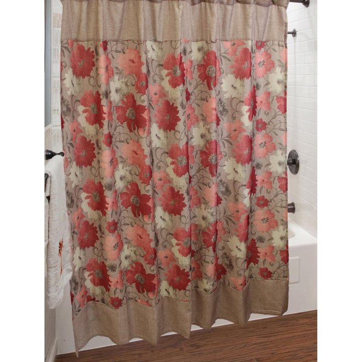 Brown Red Graphical Nature Themed Shower Curtain Polyester