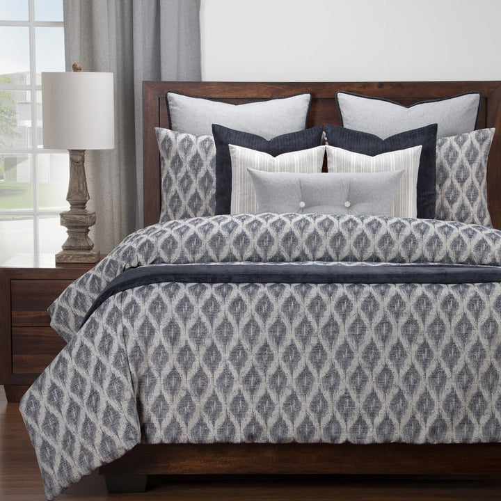 Diamond Creek Pattern Duvet Cover Set Milk Geometric Ikat Motif Printed Ultra Soft Modern Luxurious Adult