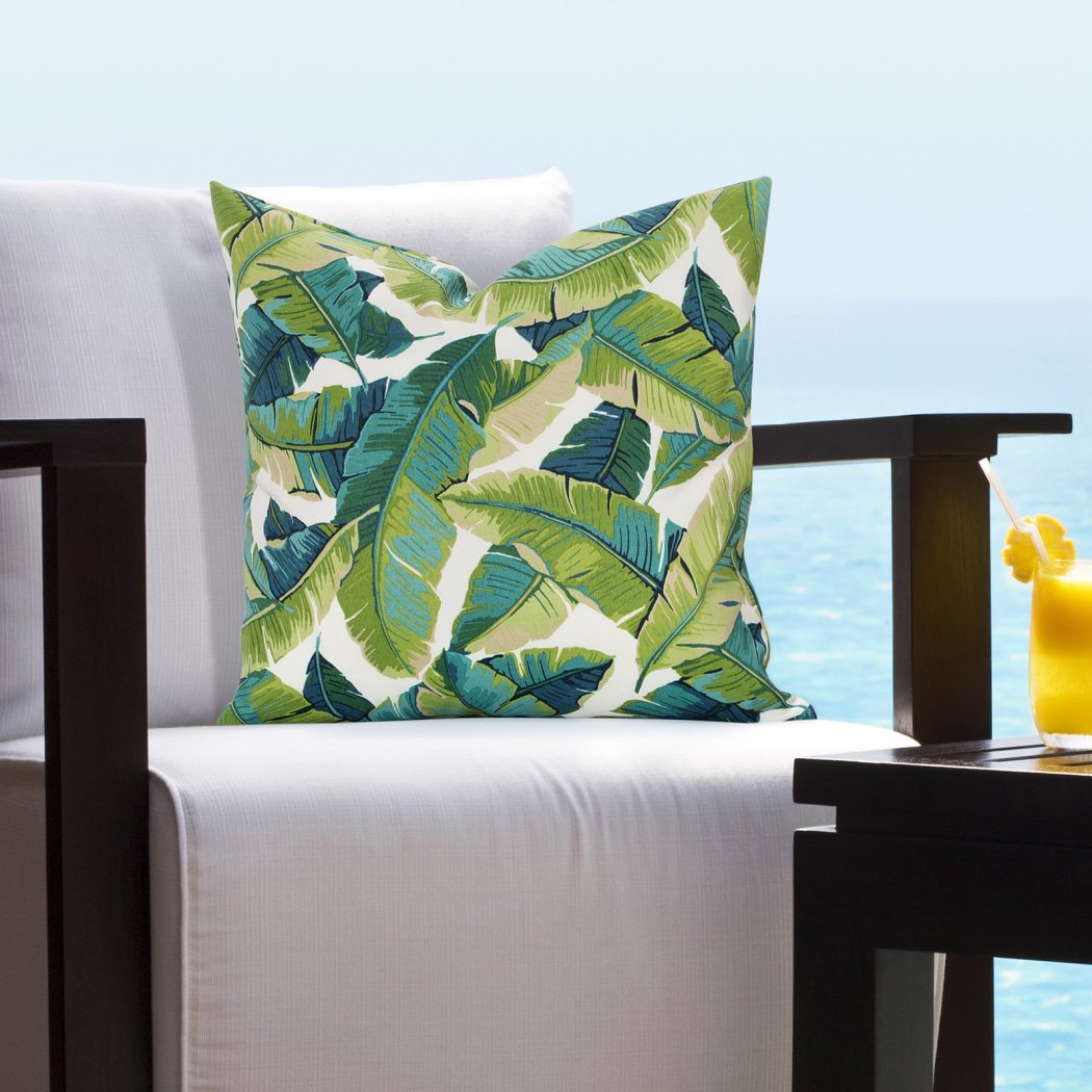 Tropical Theme Throw Pillow Nautical Coastal Beach Leaf