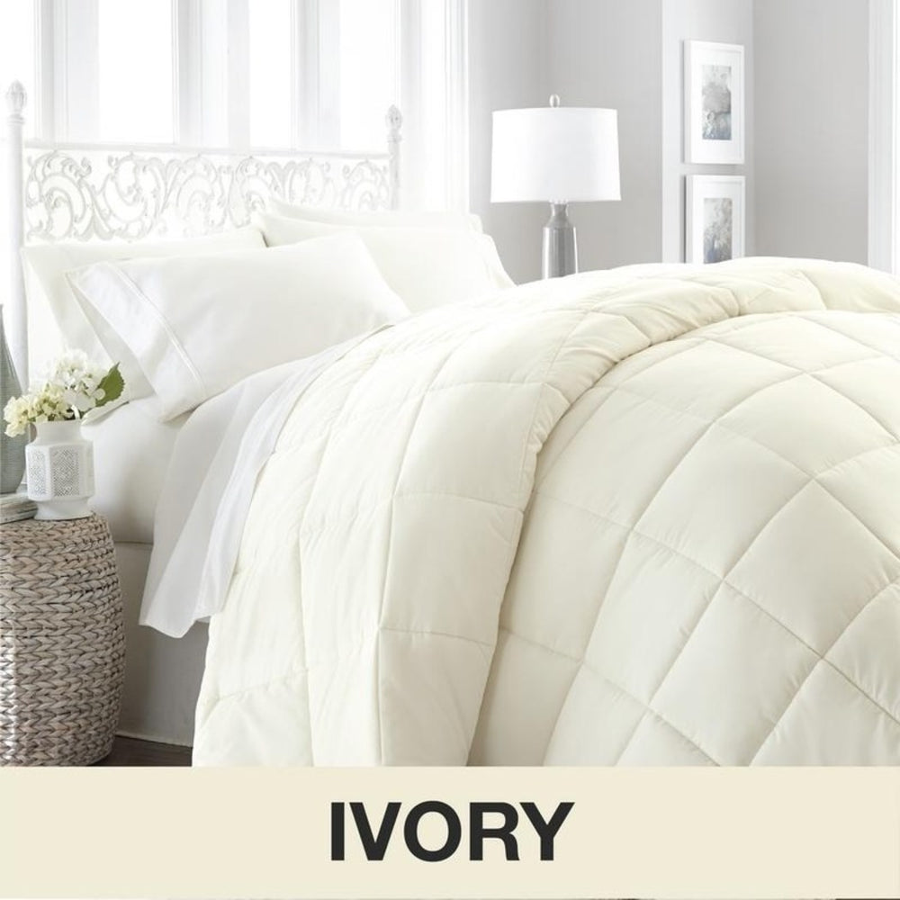 Baffle Box Stitched Down Alternative Comforter King Size Stylish Modern Luxurious Soft Cozy Lightweight Bedding Solid