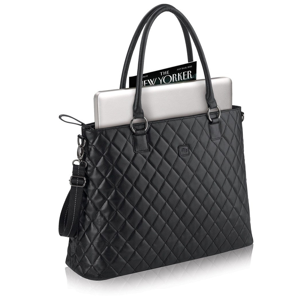 Black Girls Classic Diamond Quilted Pattern Laptop Tote Luxury Classy Look  Solid Bag 17inch Laptop MultiCompartments CheckpointFriendly Fashionable