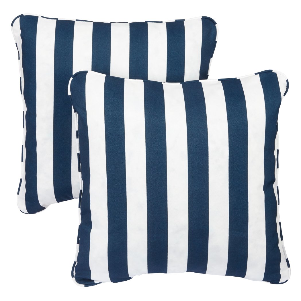 Blue White Cabana Stripes Pattern IndoorOutdoor Corded Throw Pillow Set 20Inch Classic Fun Bold StripeInspired Design Decorative Pillow Cushion Solid Colors Durable Polyester - Diamond Home USA