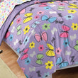 Girls Butterfly Comforter Set Pretty Butterflies Floral Bedding Cute Flower Pattern Girly Daisy Flowers Green