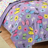 Girls Butterfly Comforter Set Pretty Butterflies Floral Bedding Cute Flower Pattern Girly Daisy Flowers Green
