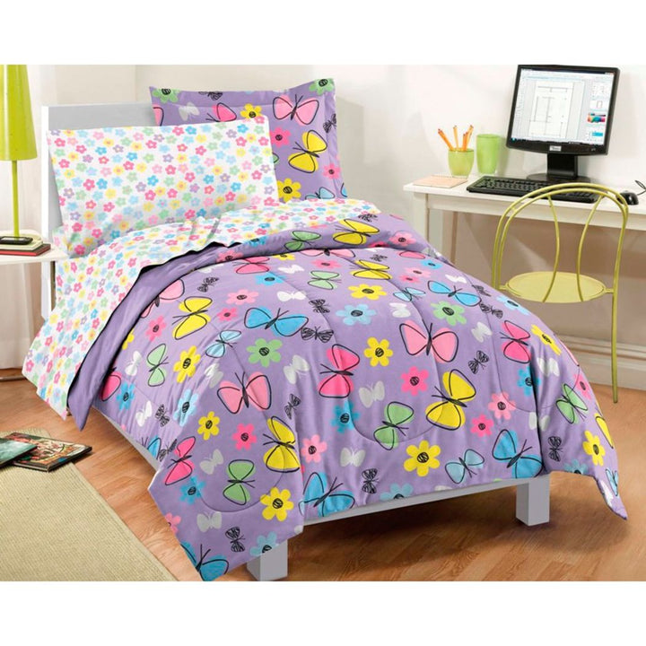 Girls Butterfly Comforter Set Pretty Butterflies Floral