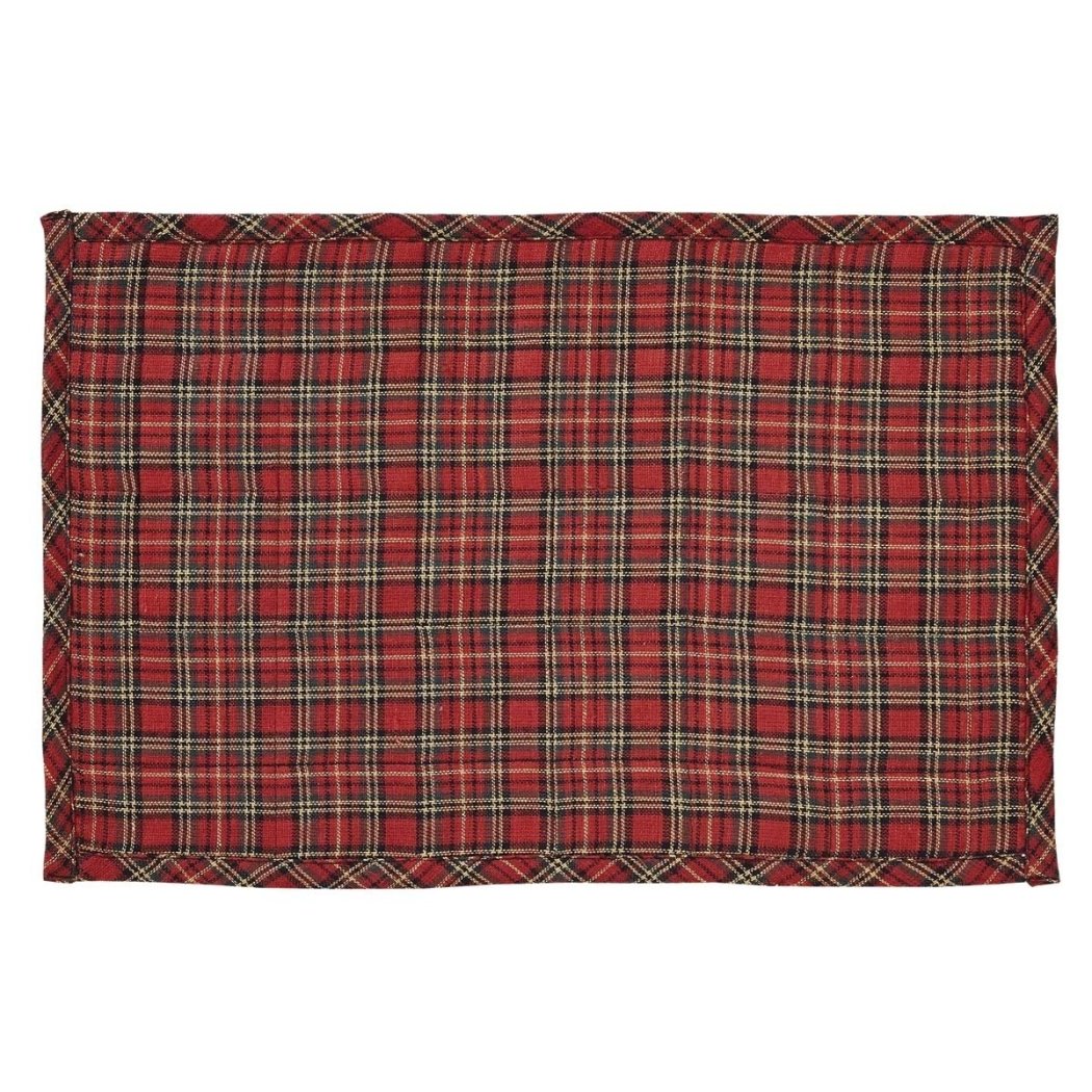 Red Green Classic Plaid Pattern Placemats Set Tartan Checkered Rectangle Shape Place Mats Traditional Country Features Machine Wash Easy Clean Cotton - Diamond Home USA
