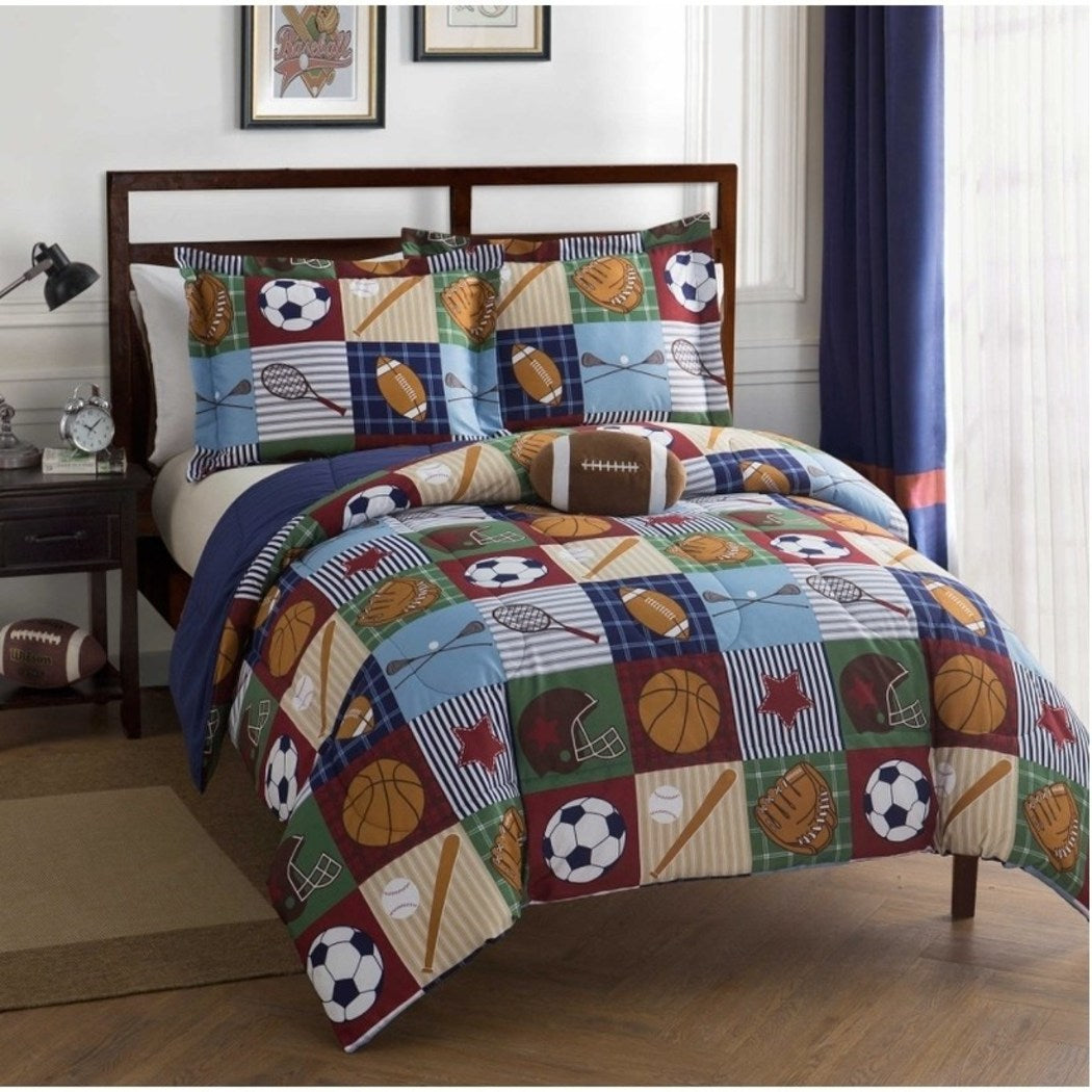 Sport Themed Comforter Set Football Soccer Baseball