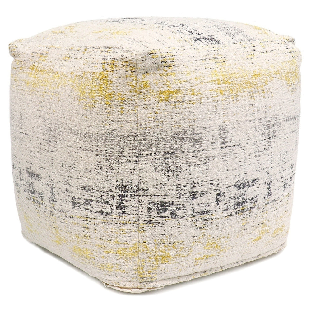 Hampshire Ottoman Pouf Gold Casual Pattern Square Cotton Textured