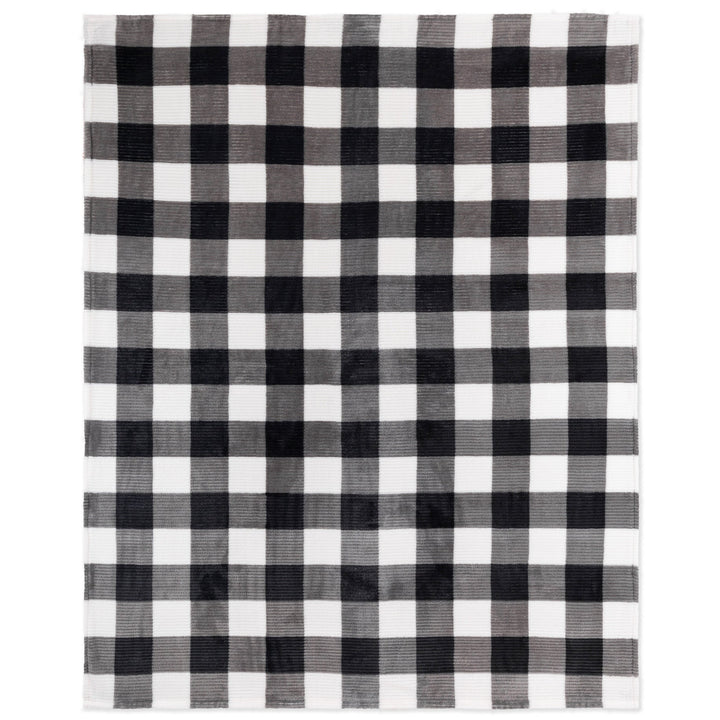 Throw Flannel Printed Ribbed 50x60 White Plaid Ultra Soft Black Wildlife Cottage