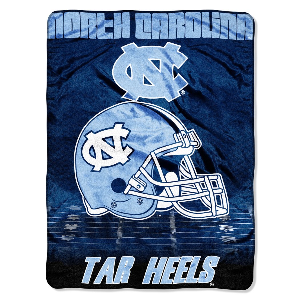 60 x 80 NCAA Tar Heels Throw Blanket Blue White College Theme Bedding Sports Patterned Collegiate Football Team Logo Fan Merchandise Athletic Team - Diamond Home USA