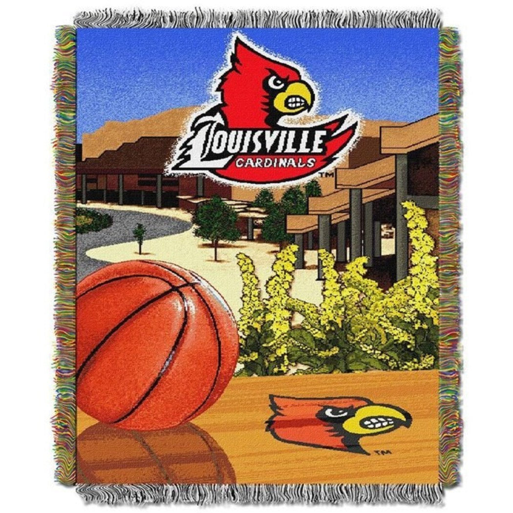 NCAA Throw Blanket College Theme Bedding Sports Patterned Collegiate Football Team Logo Fan Merchandise Athletic Team Louisville