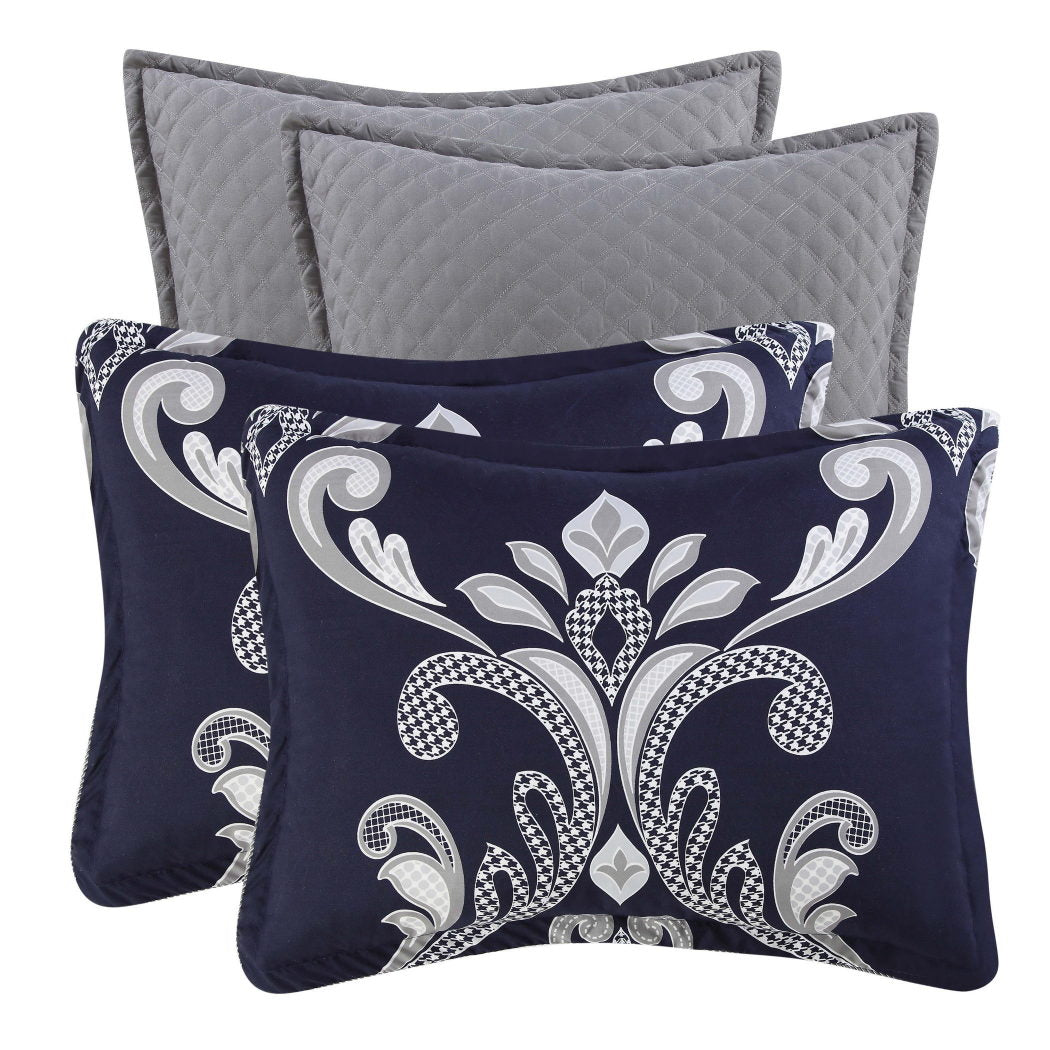 Damask Theme Comforter Set Floral Scroll Motif Bedding Modern Chic Heart Scrollwork Themed Pattern