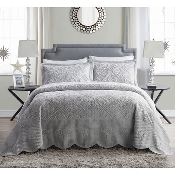 Oversized Bedspread Set Hangs Down Side Bed Large Wide Extra Long Quilted Bedding Drops Over Edge Frame French Country