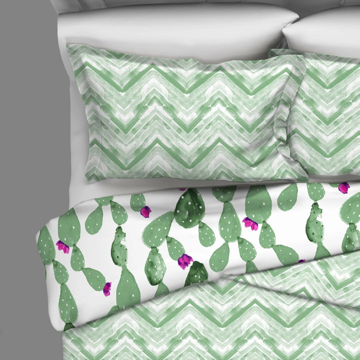 Cactus Quilt Set Western Pla Bedding Southwest Pattern Outback Chevron Zigzag V Shaped Cotton