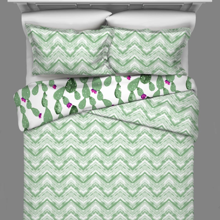 Cactus Quilt Set Western Pla Bedding Southwest Pattern Outback Chevron Zigzag V Shaped Cotton